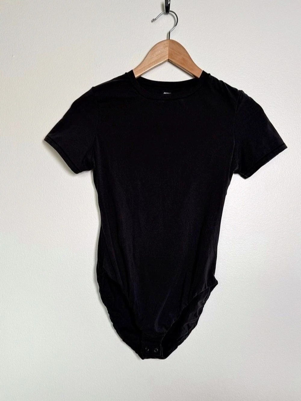 Skims Fits Everybody T-Shirt Bodysuit Womens Sz L Black Short Sleeve Stretch